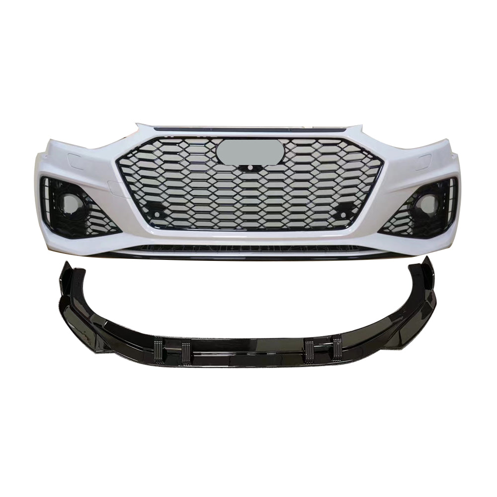 2020-2024 Audi RS4 Front Bumper For A4/S4 B9.5 Body Kits With ACC Fog Light Grill Bumper Down Grille Honeycomb Grille Front Lip Splitter | RS4 Front Bumper