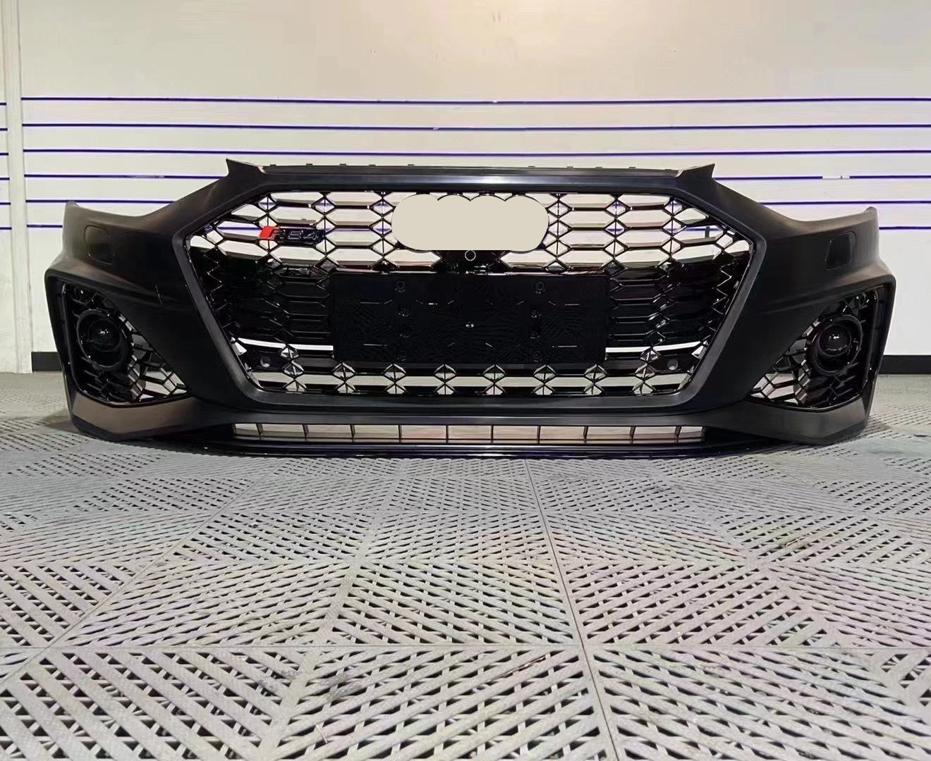 2020-2024 Audi RS4 Front Bumper For A4/S4 B9.5 Body Kits With ACC Fog Light Grill Bumper Down Grille Honeycomb Grille Front Lip Splitter | RS4 Front Bumper