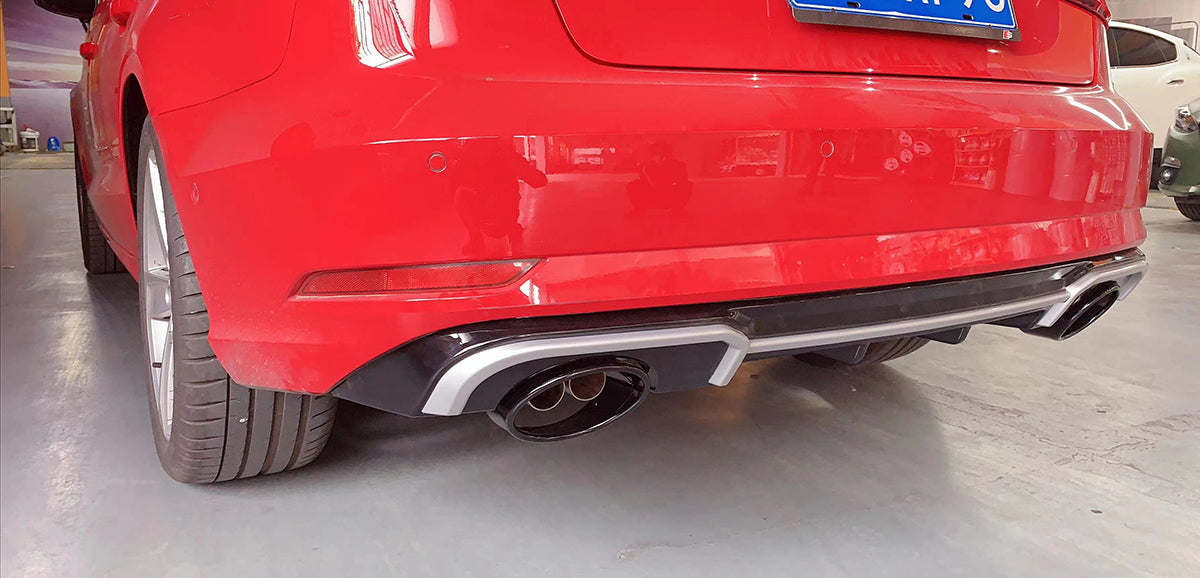 2017-2019 Audi RS3 Style A3 Non S-line rear diffuser and large dual tailpipe For Audi A3 S3 8V.5