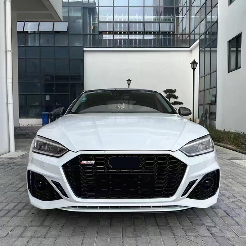 2017-2019 Audi RS5 Front Bumper For A5/S5 B9 Upgrade To B9.5 Style Body Kits With ACC Fog Light Grille Honeycomb Grille Front Lip Splitter | RS5 Bumper