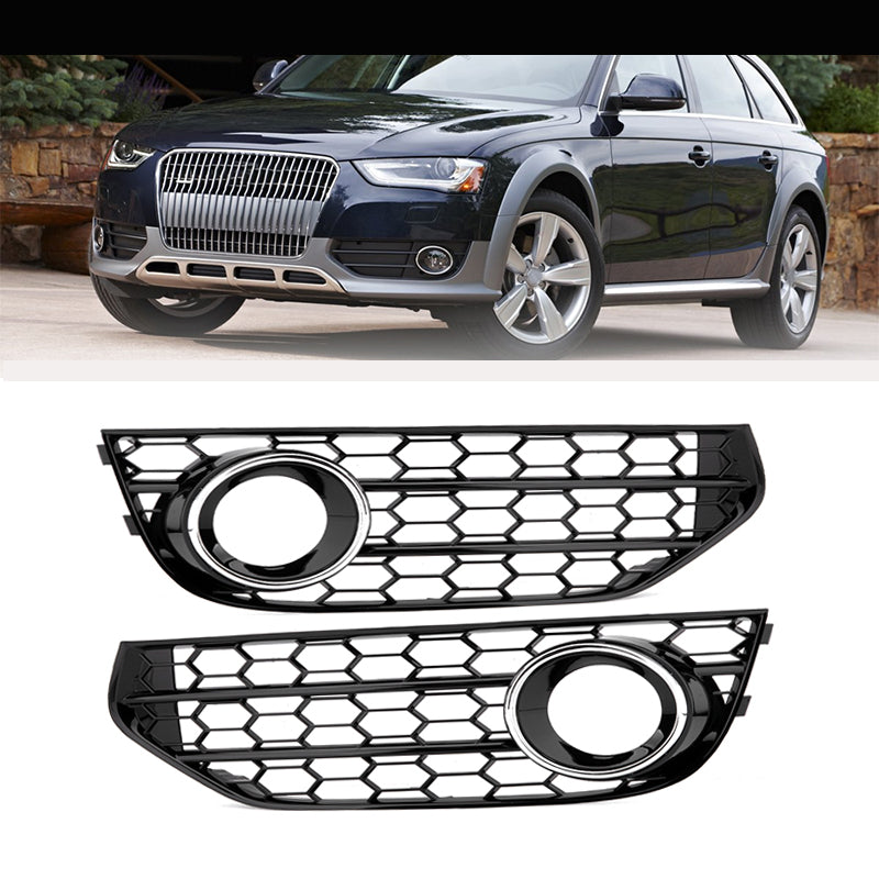 2013-2016 Audi Front Bumper Down Grille Honeycomb Style Allroad Fog Light Grilles For Audi A4 S4 B8.5