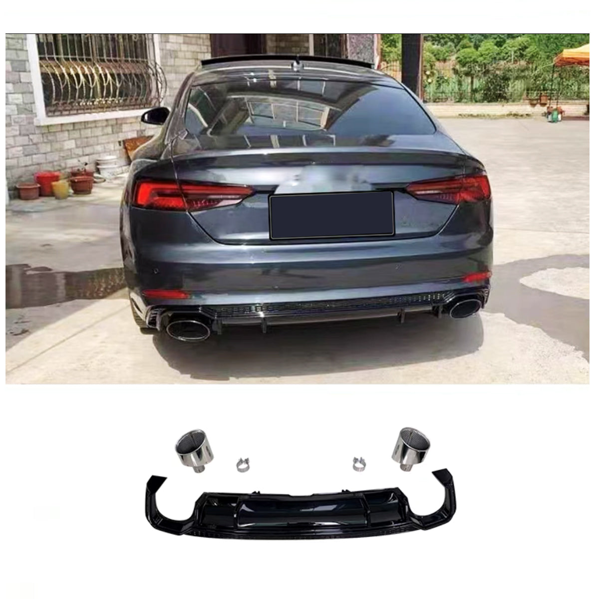 2017-2019 Audi RS5 S5 Style A5 diffuser with tailpipe For Audi A5 S5 B9