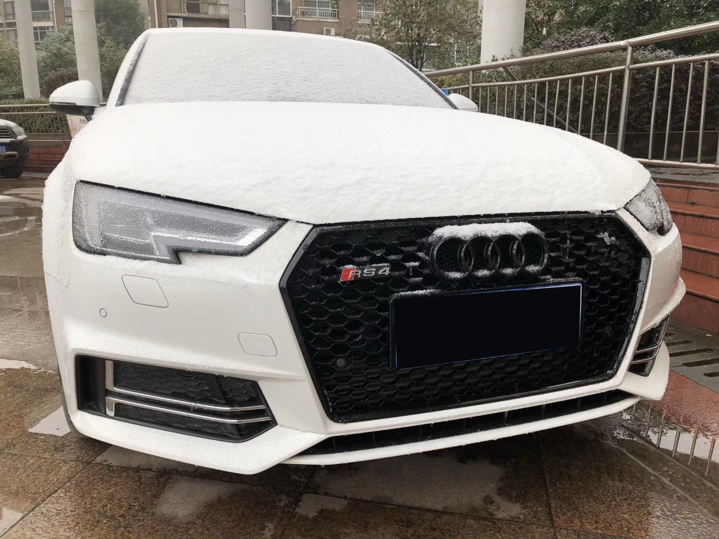2017-2019 Audi RS4 Honeycomb Front Grille With Lower Mesh Quattro For Audi A4 S4 B9