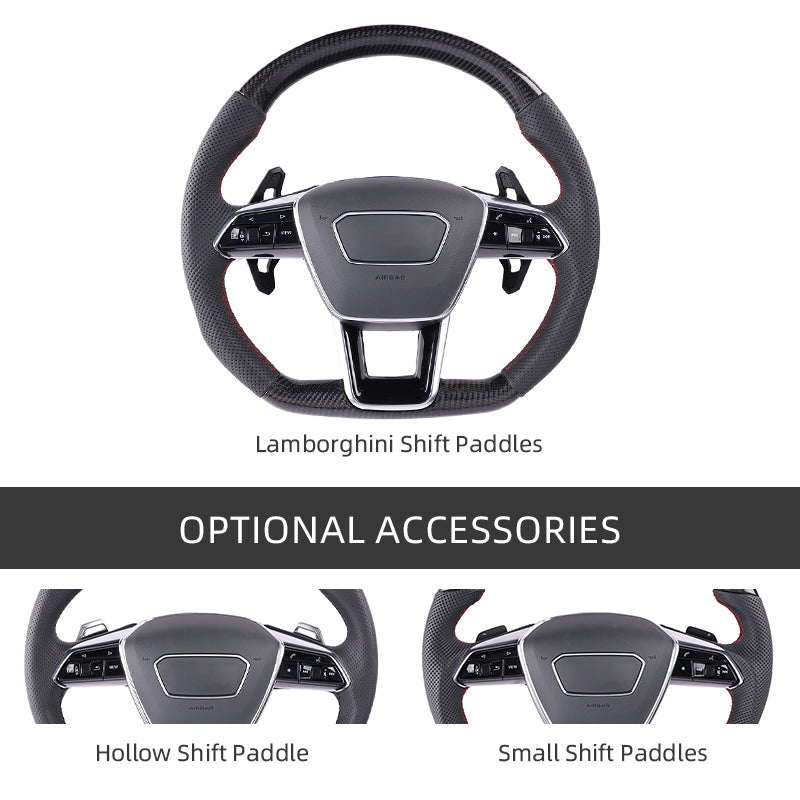 Carbon Fiber Audi C8 Style Steering Wheel Corium For Audi All Series A3 A4 A5 A6 A7 A8 Q2 Q3 Q5 Q7 Q8
