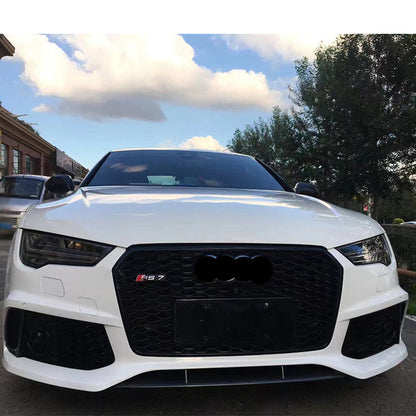 2016-2018 Audi RS7 Front Bumper For A7/S7 C7.5 Body Kits With Honeycomb Grille Fog Light Grille | RS7 Bumper