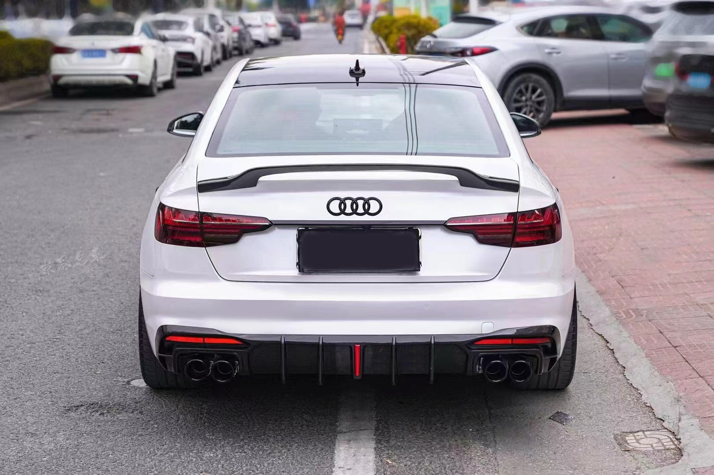 2020-2024 Audi S4 Style A4 S Line carbon fiber diffuser with tail pipe For Audi A4 S4 B9.5