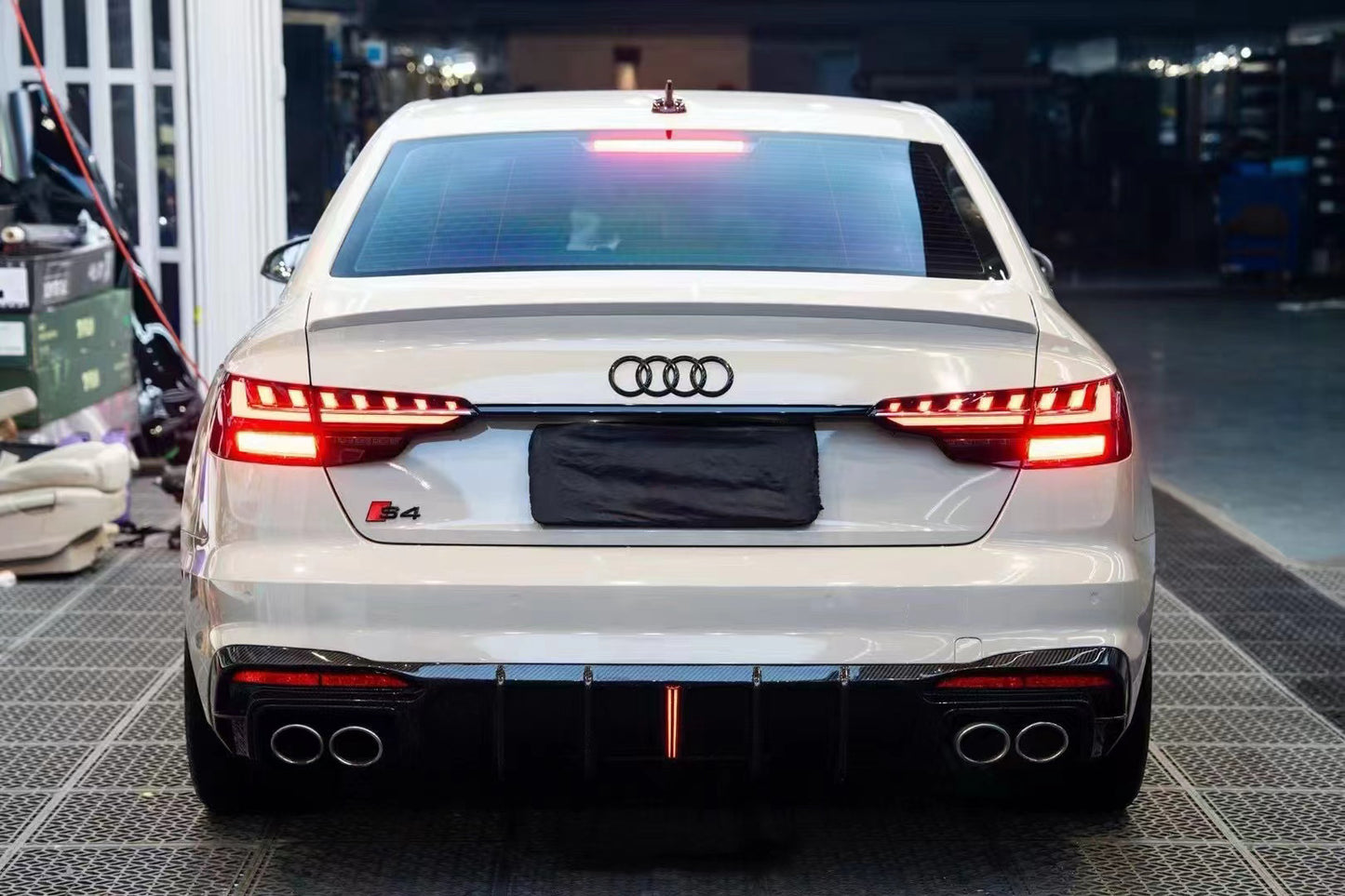 2020-2024 Audi S4 Style A4 S Line carbon fiber diffuser with tail pipe For Audi A4 S4 B9.5