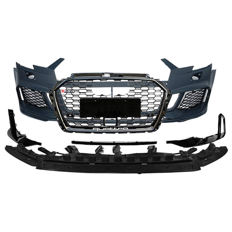 2017-2019 Audi RS3 Front Bumper For A3/S3 8V.5 Body Kits With ACC Honeycomb Grille Front Lip Splitter | RS3 Bumper