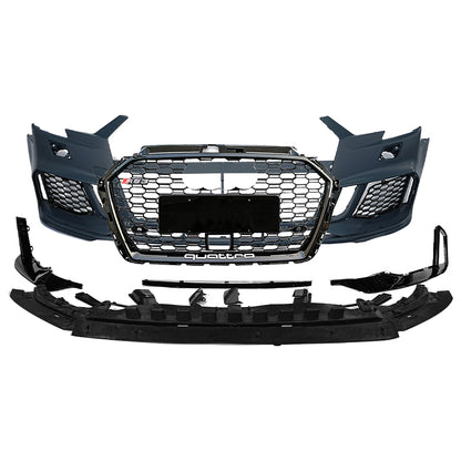 2017-2019 Audi RS3 Front Bumper For A3/S3 8V.5 Body Kits With ACC Honeycomb Grille Front Lip Splitter | RS3 Bumper