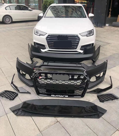 2017-2019 Audi RS4 Front Bumper For A4/S4 B9 Body Kits With ACC Fog Light Grille Honeycomb Grille Front Lip Splitter | RS4 Front Bumper