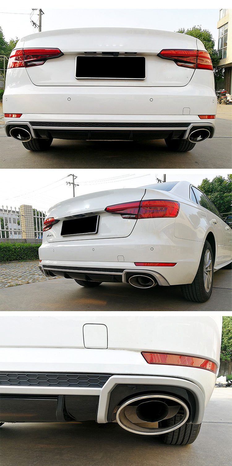 2017-2019 Audi RS4 Style A4 Diffuser With Large Dual Tailpipe For Audi A4 S4 B9