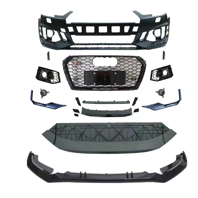 2017-2019 Audi RS4 Front Bumper For A4/S4 B9 Body Kits With ACC Fog Light Grille Honeycomb Grille Front Lip Splitter | RS4 Front Bumper
