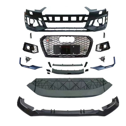 2017-2019 Audi RS4 Front Bumper For A4/S4 B9 Body Kits With ACC Fog Light Grille Honeycomb Grille Front Lip Splitter | RS4 Front Bumper