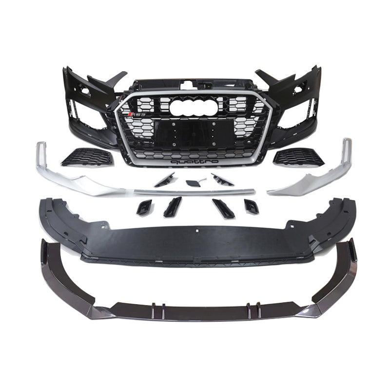2017-2019 Audi RS3 Front Bumper For A3/S3 8V.5 Body Kits With ACC Honeycomb Grille Front Lip Splitter | RS3 Bumper