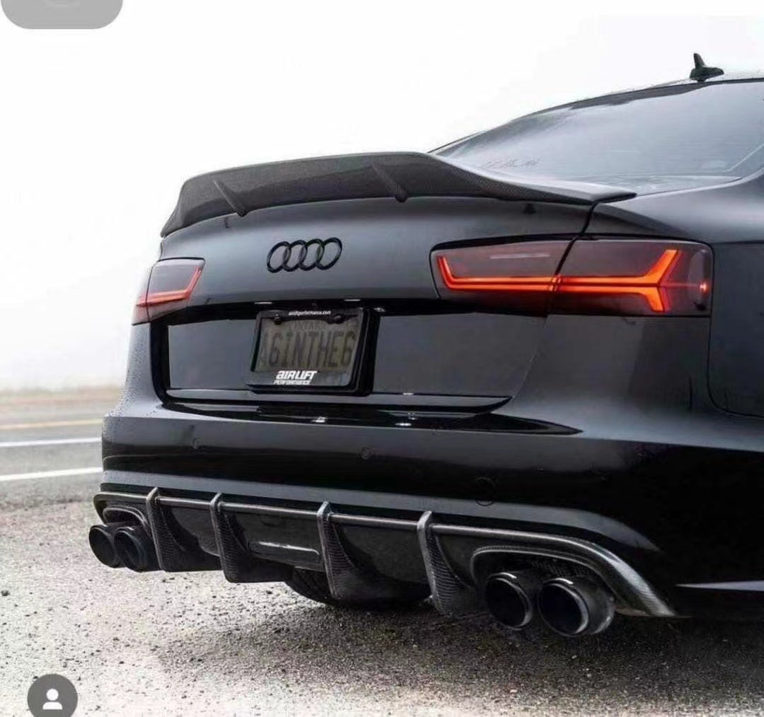 2012-2015 Audi A6 S6 Style Carbon Fiber Rear Diffuser With Tailpipe For Audi A6 S6 C7