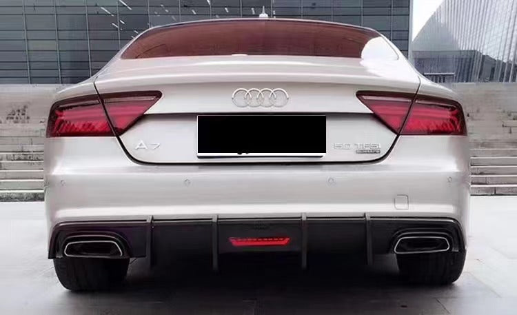 2009-2015 Audi A7 S Line S7 Style Carbon Fiber Rear Diffuser With Tailpipe For Audi A7 S7 C7