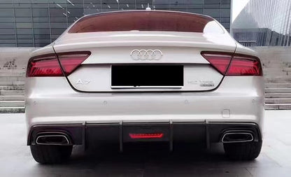2009-2015 Audi A7 S Line S7 Style Carbon Fiber Rear Diffuser With Tailpipe For Audi A7 S7 C7