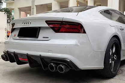 2009-2015 Audi A7 S Line S7 Style Carbon Fiber Rear Diffuser With Tailpipe For Audi A7 S7 C7
