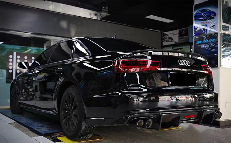 2012-2015 Audi A6 S6 Style Carbon Fiber Rear Diffuser With Tailpipe For Audi A6 S6 C7
