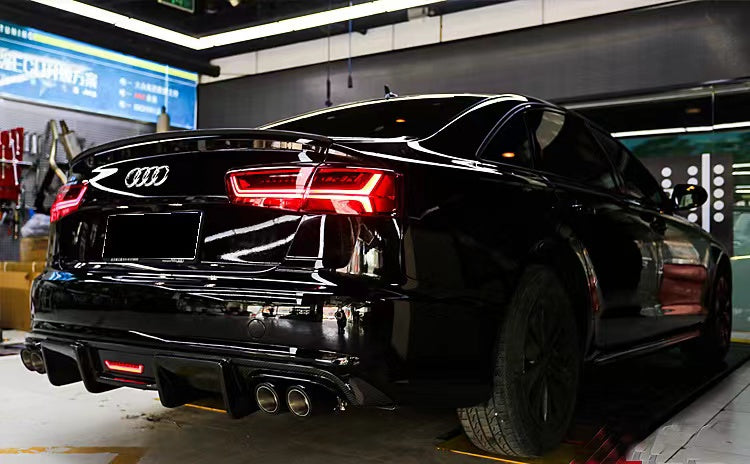 2012-2015 Audi A6 S6 Style Carbon Fiber Rear Diffuser With Tailpipe For Audi A6 S6 C7