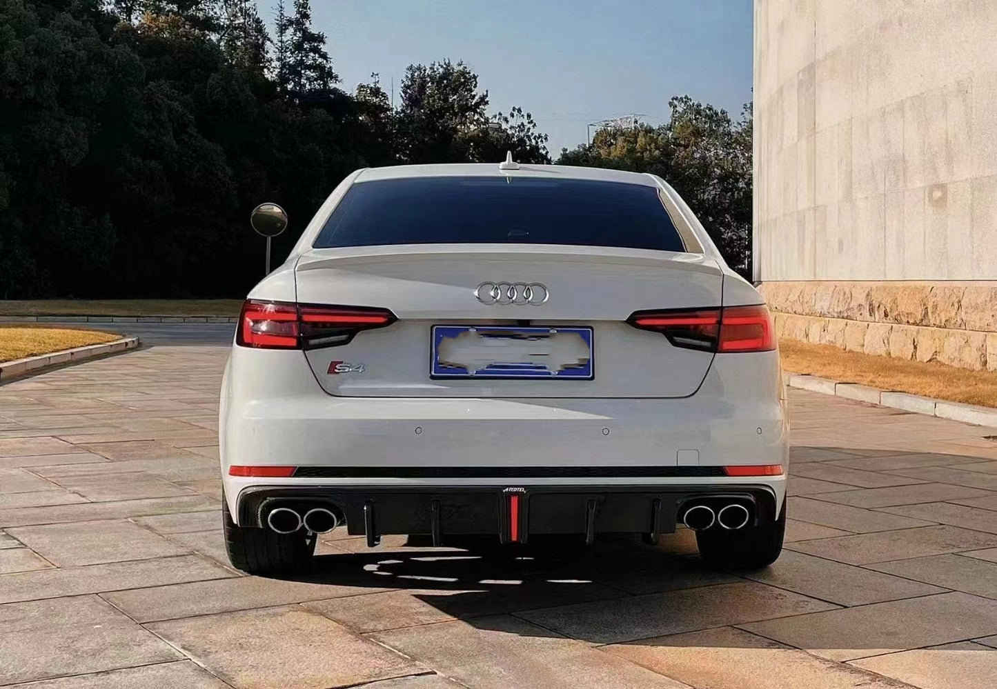 2017-2019 Audi S4 style carbon fiber diffuser with tail pipe For Audi A4 S4 B9