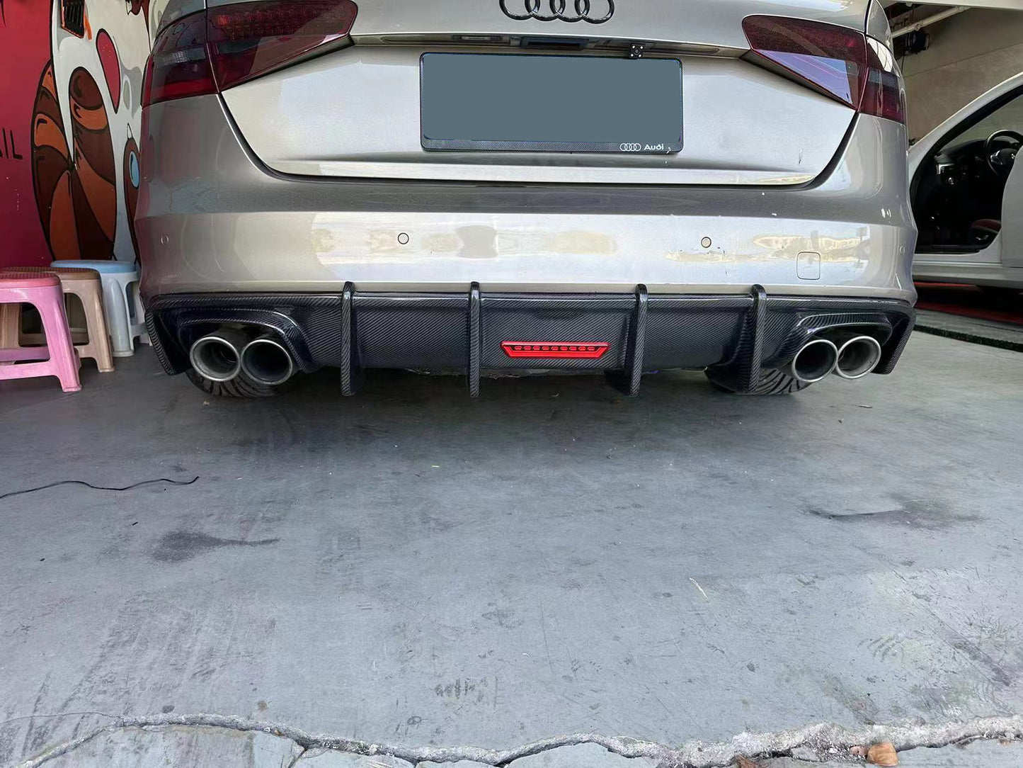 2012-2016 Audi A5 S5 Carbon Fiber Diffuser With Tailpipe For Audi A5 S5 B8.5
