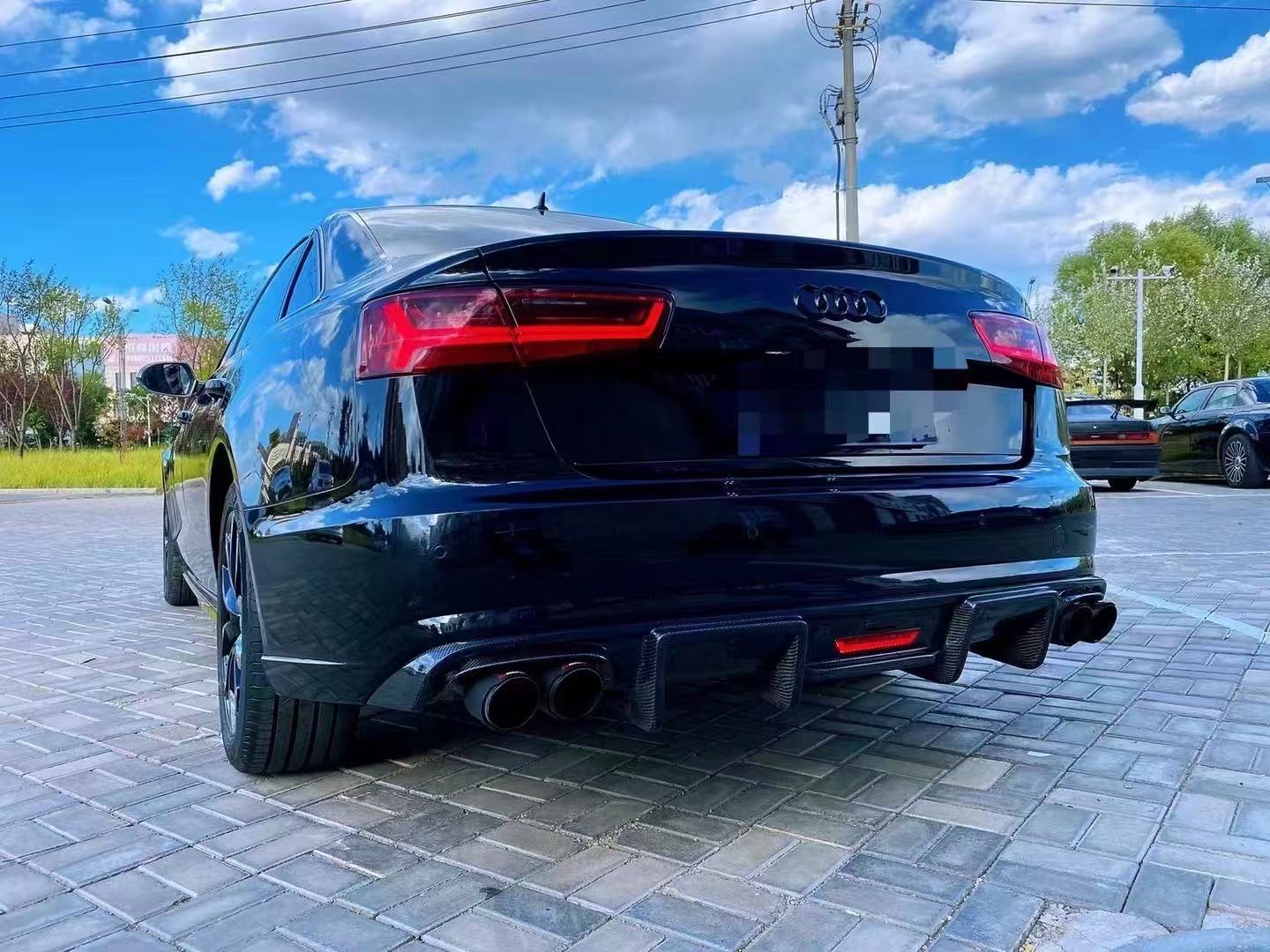 2016-2018 Audi A6 S6 Style Carbon Fiber Rear Diffuser With Tailpipe For Audi A6 S6 C7.5
