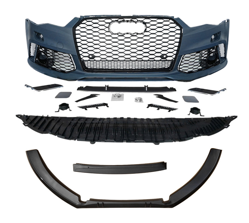 2012-2015 Audi RS6 Front Bumper For A6/S6 C7 Body Kits C7 To C7.5 Bumper With Honeycomb Grille Front Lip Splitter | RS6 Bumper