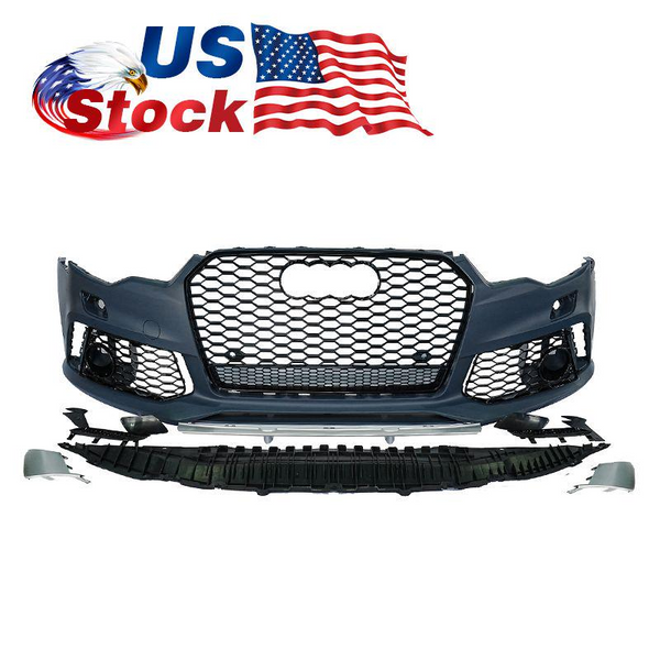 2012-2015 Audi RS6 Front Bumper For A6/S6 C7 Body Kits C7 To C7.5 Bumper With Honeycomb Grille Front Lip Splitter | RS6 Bumper