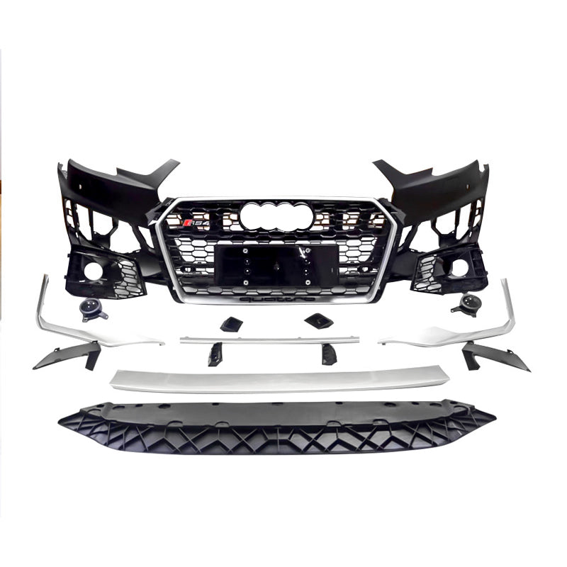 2017-2019 Audi RS4 Front Bumper For A4/S4 B9 Body Kits With ACC Fog Light Grille Honeycomb Grille Front Lip Splitter | RS4 Front Bumper