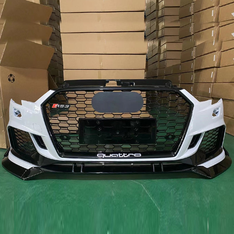 2017-2019 Audi RS3 Front Bumper For A3/S3 8V.5 Body Kits With ACC Honeycomb Grille Front Lip Splitter | RS3 Bumper