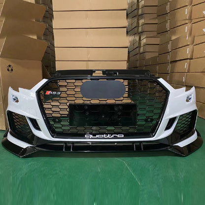 2017-2019 Audi RS3 Front Bumper For A3/S3 8V.5 Body Kits With ACC Honeycomb Grille Front Lip Splitter | RS3 Bumper