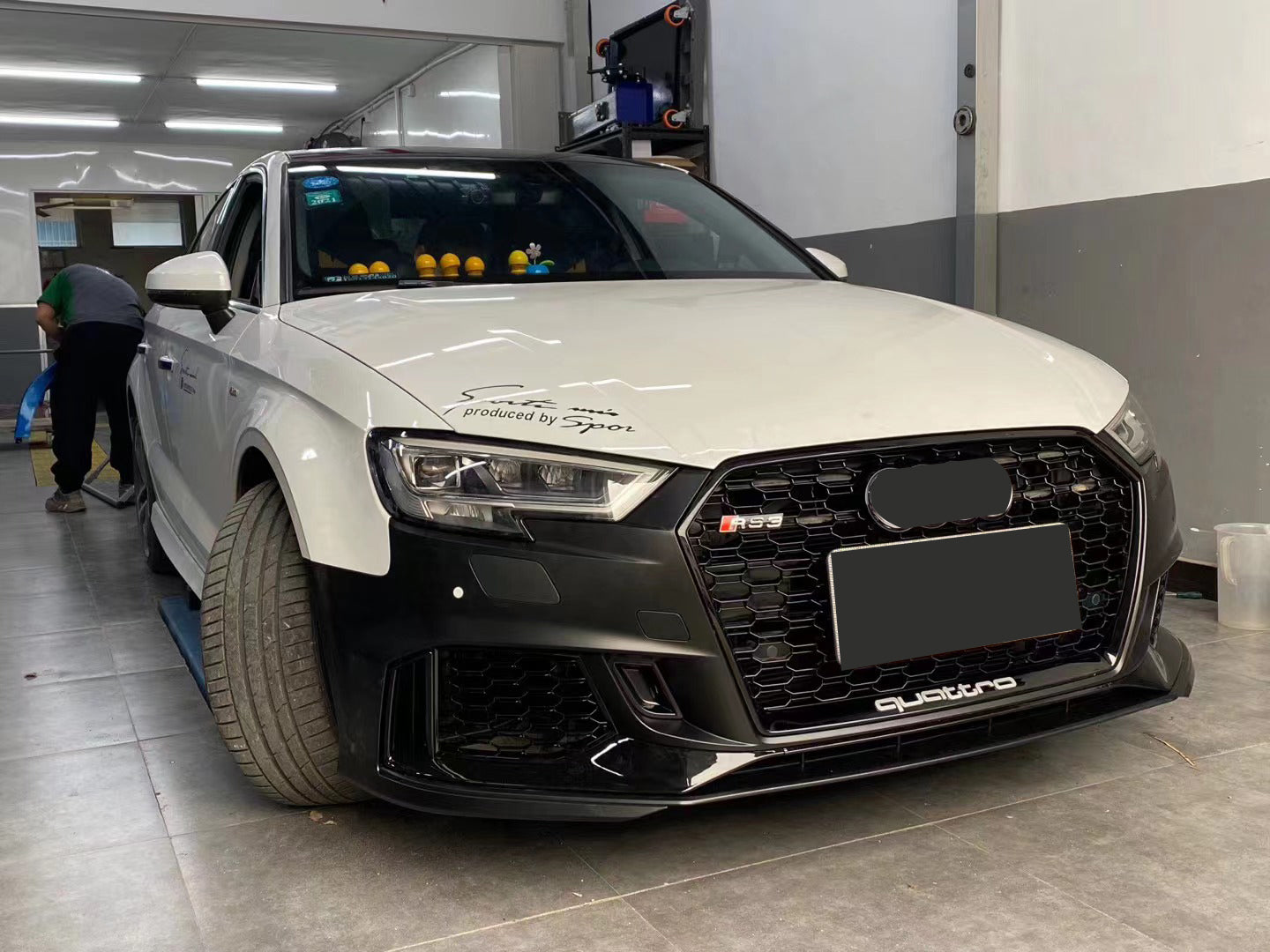2017-2019 Audi RS3 Front Bumper For A3/S3 8V.5 Body Kits With ACC Honeycomb Grille Front Lip Splitter | RS3 Bumper