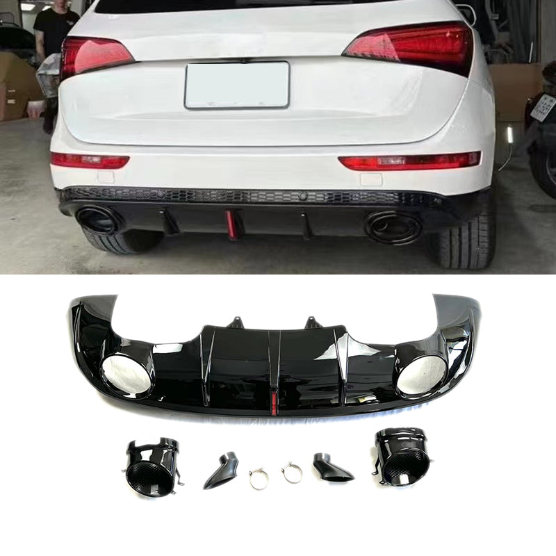 2008-2017 Audi RSQ5 Style Q5 Non-S line Rear Diffuser With Large Dual Tailpipe For Audi Q5 SQ5 8R 8R.5/B8 B8.5