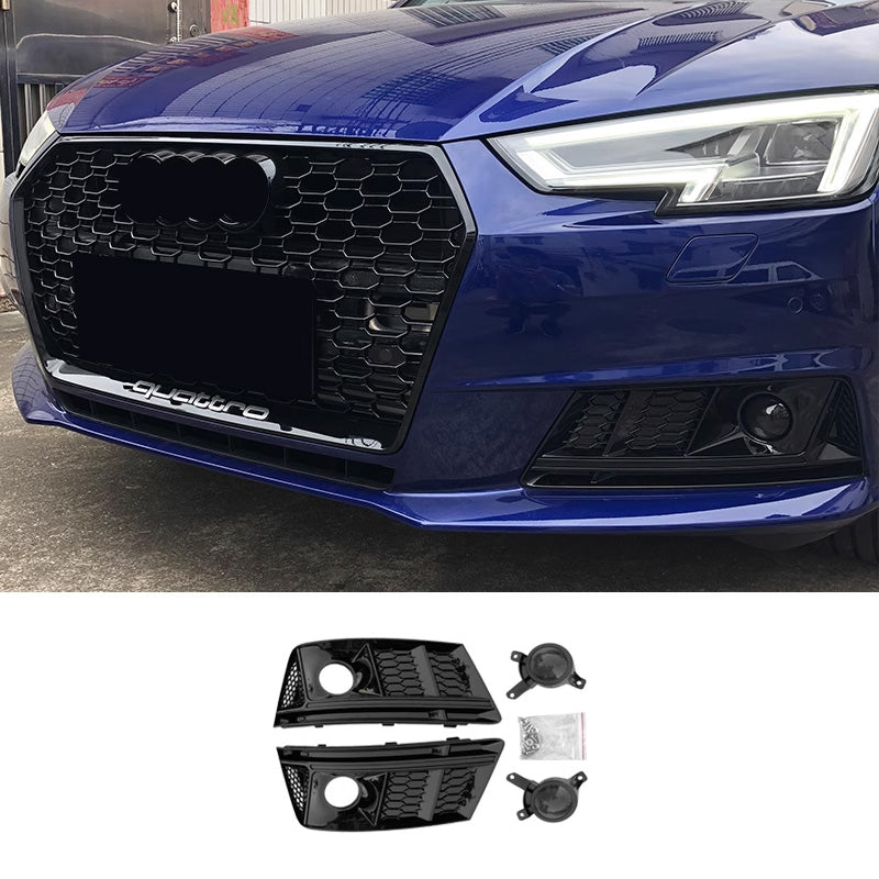 2017-2019 Audi Front Bumper Down Grille Honeycomb Style Non S line Fog Light Grilles For Audi A4 S4 B9