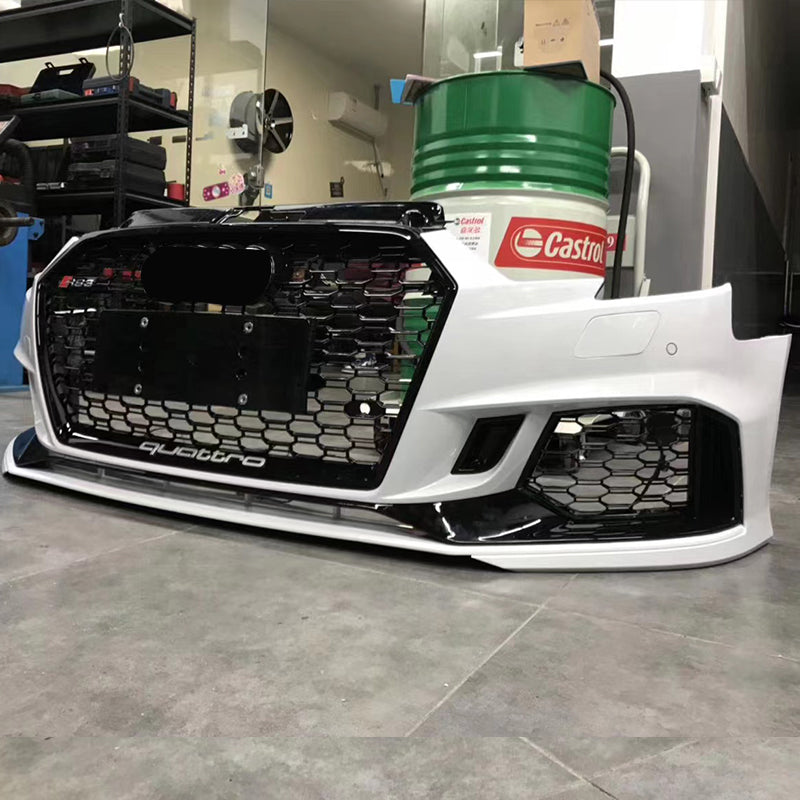 2017-2019 Audi RS3 Front Bumper For A3/S3 8V.5 Body Kits With ACC Honeycomb Grille Front Lip Splitter | RS3 Bumper