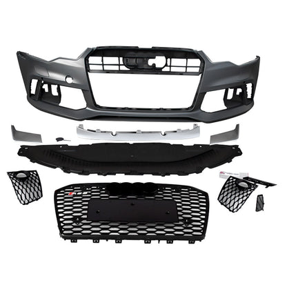 2012-2015 Audi RS6 Front Bumper For A6/S6 C7 Body Kits C7 To C7.5 Bumper With Honeycomb Grille Front Lip Splitter | RS6 Bumper