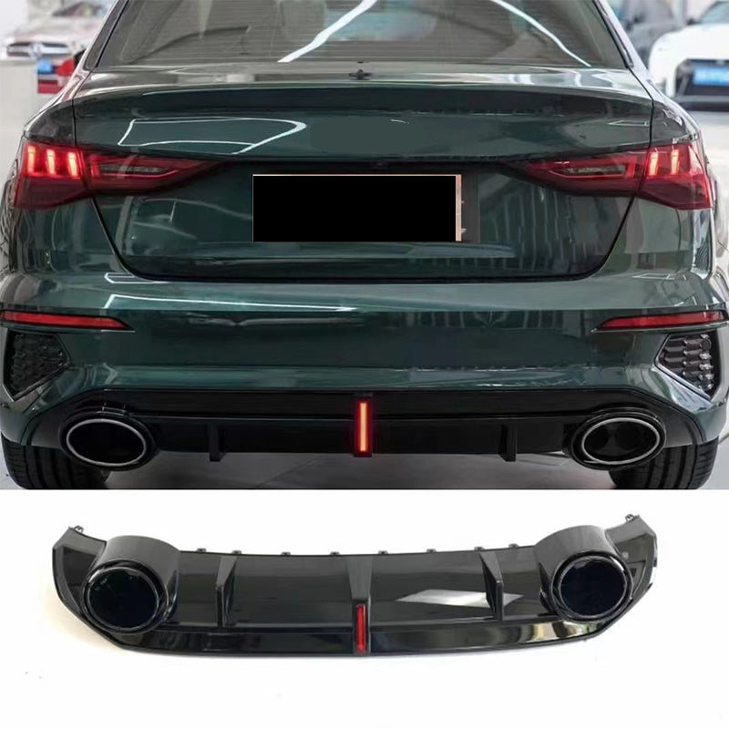 2020-2024 Audi RS3 Style A3 S line rear diffuser and large dual tailpipe For Audi A3 S3 8Y
