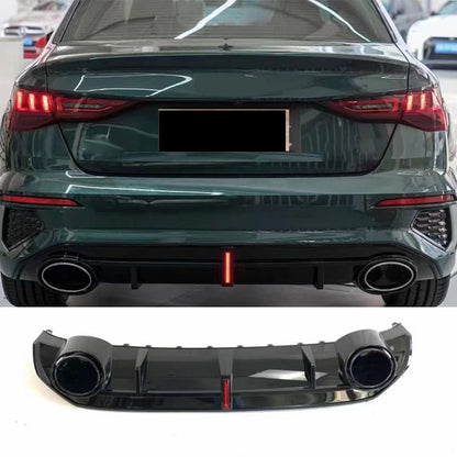 2020-2024 Audi RS3 Style A3 S line rear diffuser and large dual tailpipe For Audi A3 S3 8Y