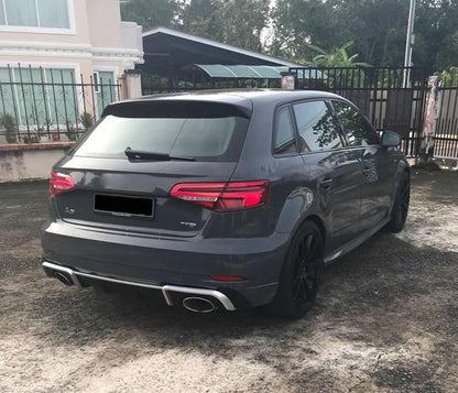 2017-2019 Audi RS3 Style A3 S line rear diffuser and large dual tailpipe For Audi A3 S3 8V.5