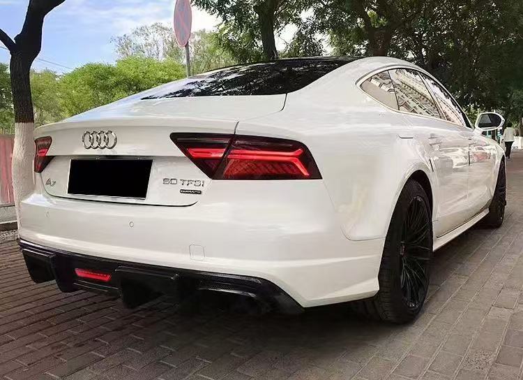 2016-2018 Audi A7 S line S7 Style Carbon Fiber Rear Diffuser With Tailpipe For Audi A7 S7 C7.5