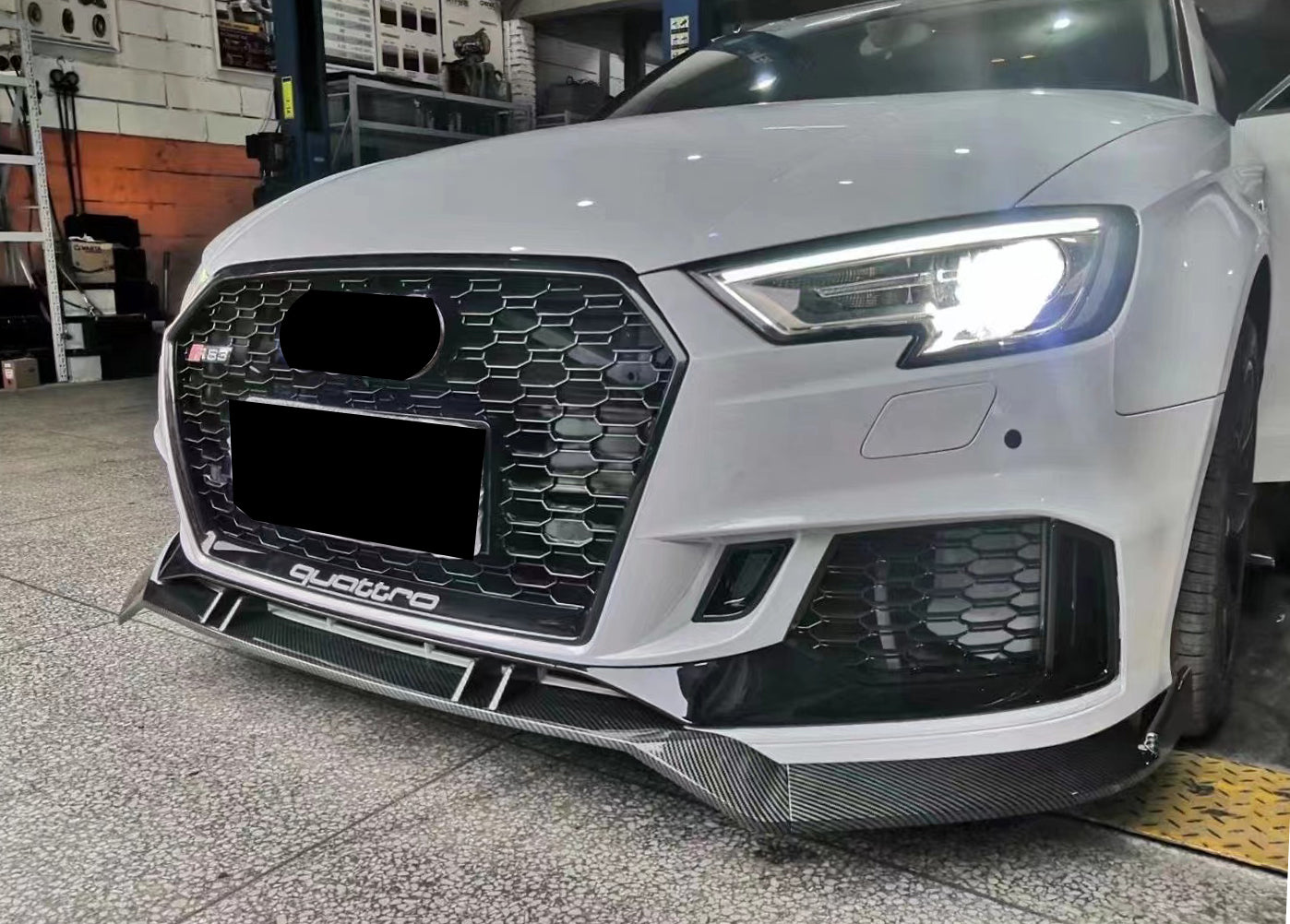 2017-2019 Audi RS3 Front Bumper For A3/S3 8V.5 Body Kits With ACC Honeycomb Grille Front Lip Splitter | RS3 Bumper