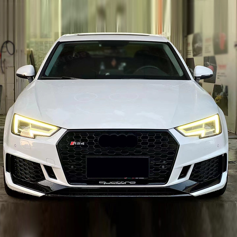 2017-2019 Audi RS4 Front Bumper For A4/S4 B9 Body Kits With ACC Fog Light Grille Honeycomb Grille Front Lip Splitter | RS4 Front Bumper