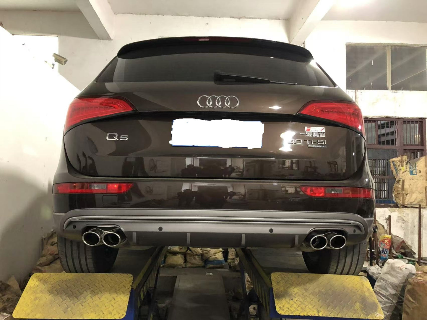 2008-2017 Audi RSQ5 Style Q5 Non-S line Rear Diffuser With Large Dual Tailpipe For Audi Q5 SQ5 8R 8R.5/B8 B8.5