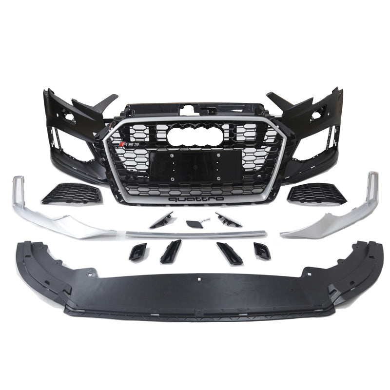 2017-2019 Audi RS3 Front Bumper For A3/S3 8V.5 Body Kits With ACC Honeycomb Grille Front Lip Splitter | RS3 Bumper