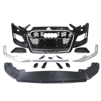 2017-2019 Audi RS3 Front Bumper For A3/S3 8V.5 Body Kits With ACC Honeycomb Grille Front Lip Splitter | RS3 Bumper