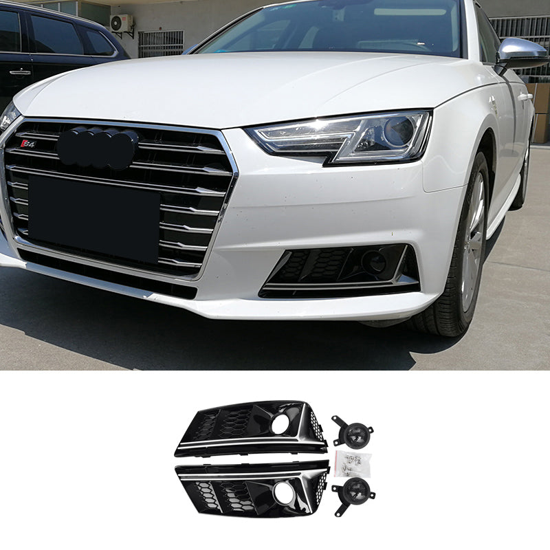 2017-2019 Audi Front Bumper Down Grille Honeycomb Style Non S line Fog Light Grilles For Audi A4 S4 B9