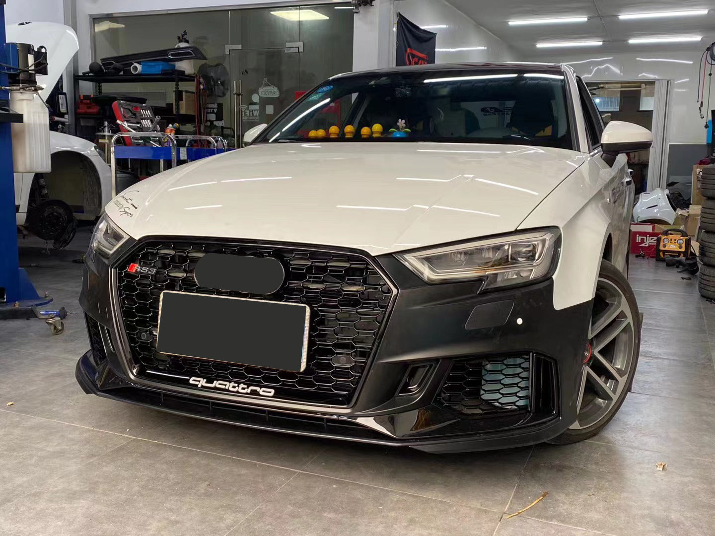 2017-2019 Audi RS3 Front Bumper For A3/S3 8V.5 Body Kits With ACC Honeycomb Grille Front Lip Splitter | RS3 Bumper