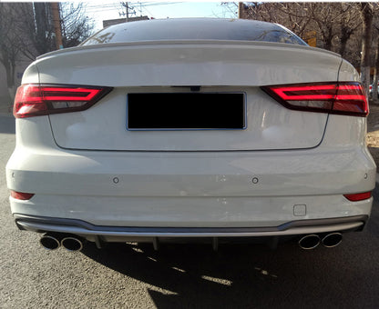 2017-2019 Audi S3 Style A3 Non S-line rear diffuser and tailpipe For Audi A3 S3 8V.5