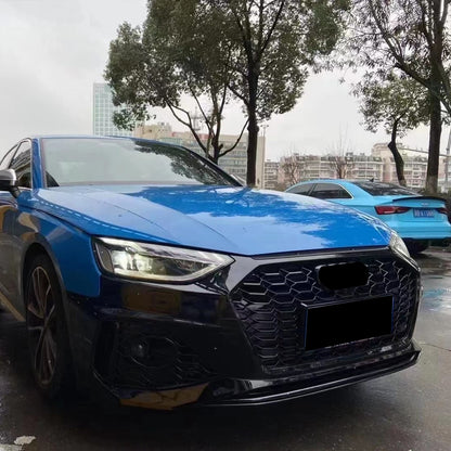 2020-2024 Audi RS4 Front Bumper For A4/S4 B9.5 Body Kits With ACC Fog Light Grill Bumper Down Grille Honeycomb Grille Front Lip Splitter | RS4 Front Bumper